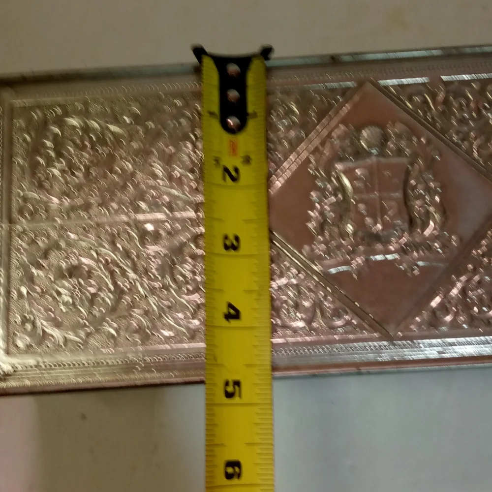 Vintage Guildcraft Metal Tin over wood box 11x4.5